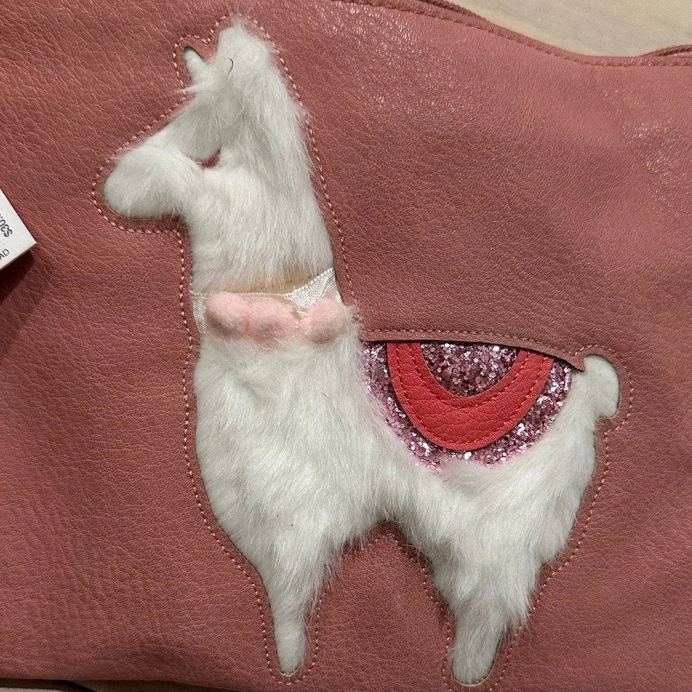 LC Lauren Conrad Pink 3D Llama Clutch